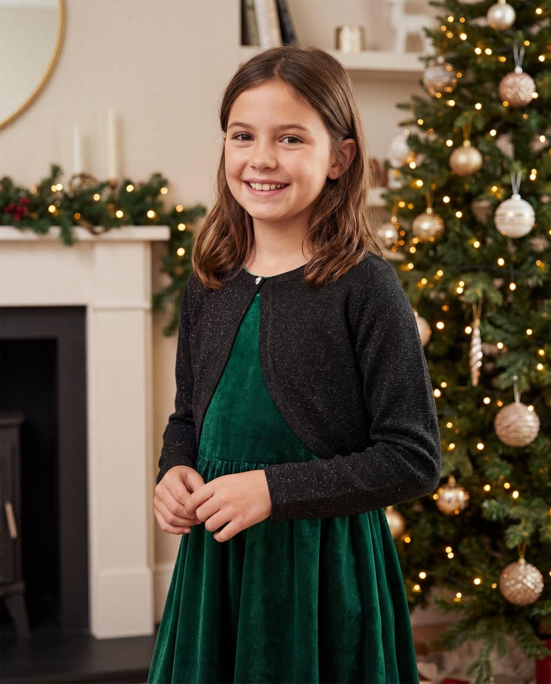 BOLEROSE Girls Long Sleeve Sparkle Cardigan Childrens Kids Bolero Shrug (Black, 11-12 YRS) - Image 5